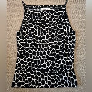 A. Byer Animal Print Black and White Sleeveless Top
